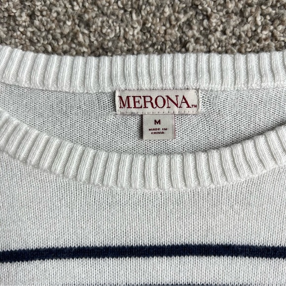 Merona Lightweight Sweater Navy/White, Size Medium - Picture 2 of 7